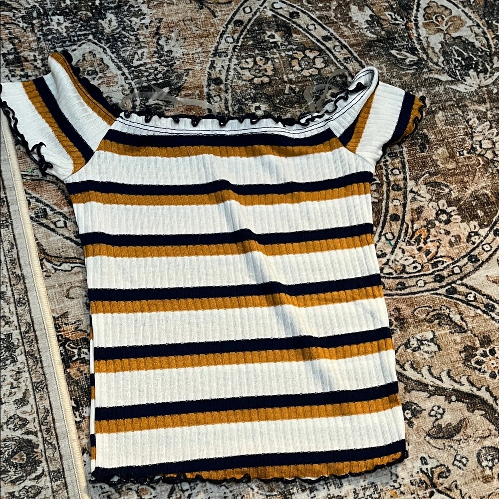 Striped Off-Shoulder Crop Top